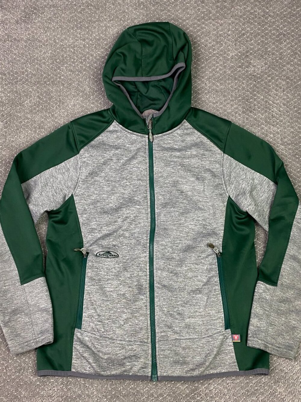 Arborwear Thermogen Hooded Full Zip Sweatshirt Hoodie Mens Small Gray Green